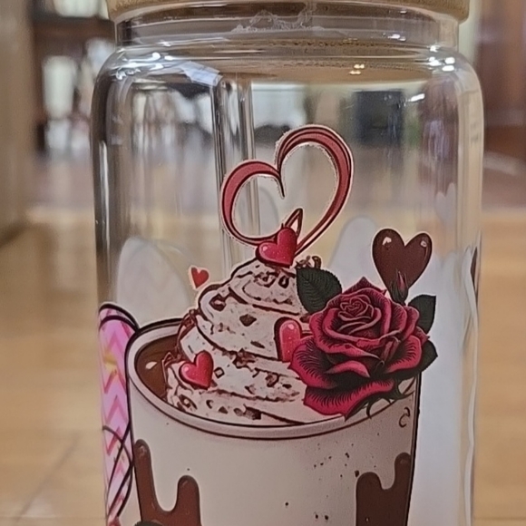 Dimple - Handmade PeaceGlass Cup 16oz. With Lid, Glass Straw, and straw cleaner. - Picture 3 of 10